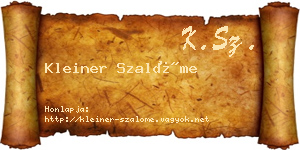Kleiner Szalóme névjegykártya